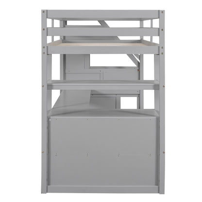 Loft Bed With Desk, Shelves, 2 Drawers, Storage Staircase - The Sleep Loft - Online Mattress Showroom NYC