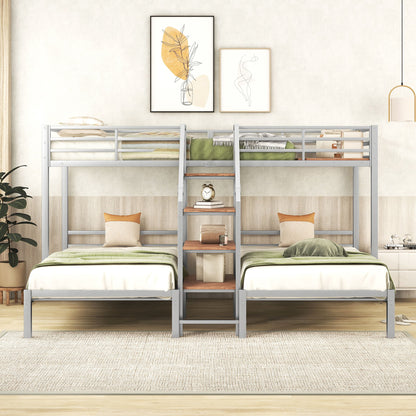 Metal Bunk Bed With Storage Shelves Staircase - The Sleep Loft - Online Mattress Showroom NYC
