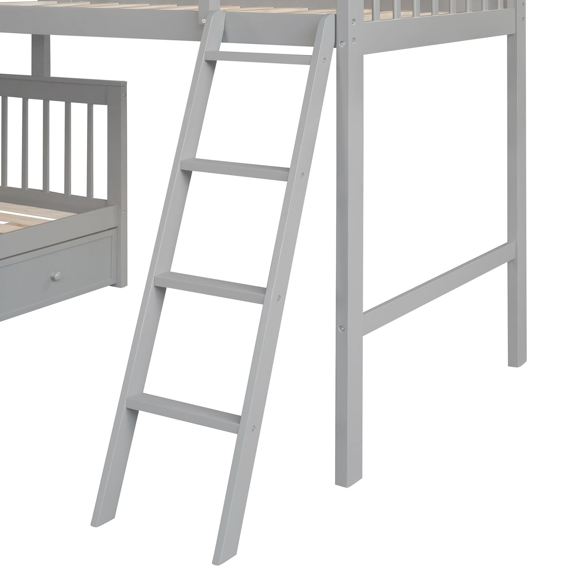 Solid L Shaped Bunk Bed With 3 Drawers, Ladder And Staircase - The Sleep Loft - Online Mattress Showroom NYC