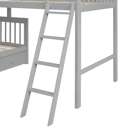 Solid L Shaped Bunk Bed With 3 Drawers, Ladder And Staircase - The Sleep Loft - Online Mattress Showroom NYC
