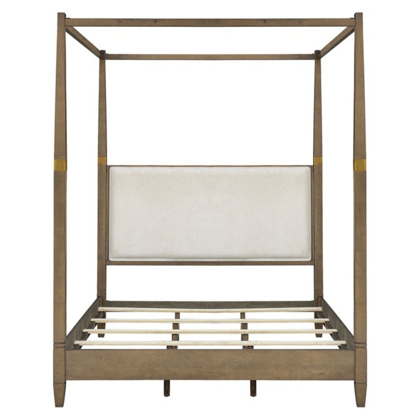 Queen Canopy Bed Frame With Upholstered Headboard - Brown - The Sleep Loft - Online Mattress Showroom NYC