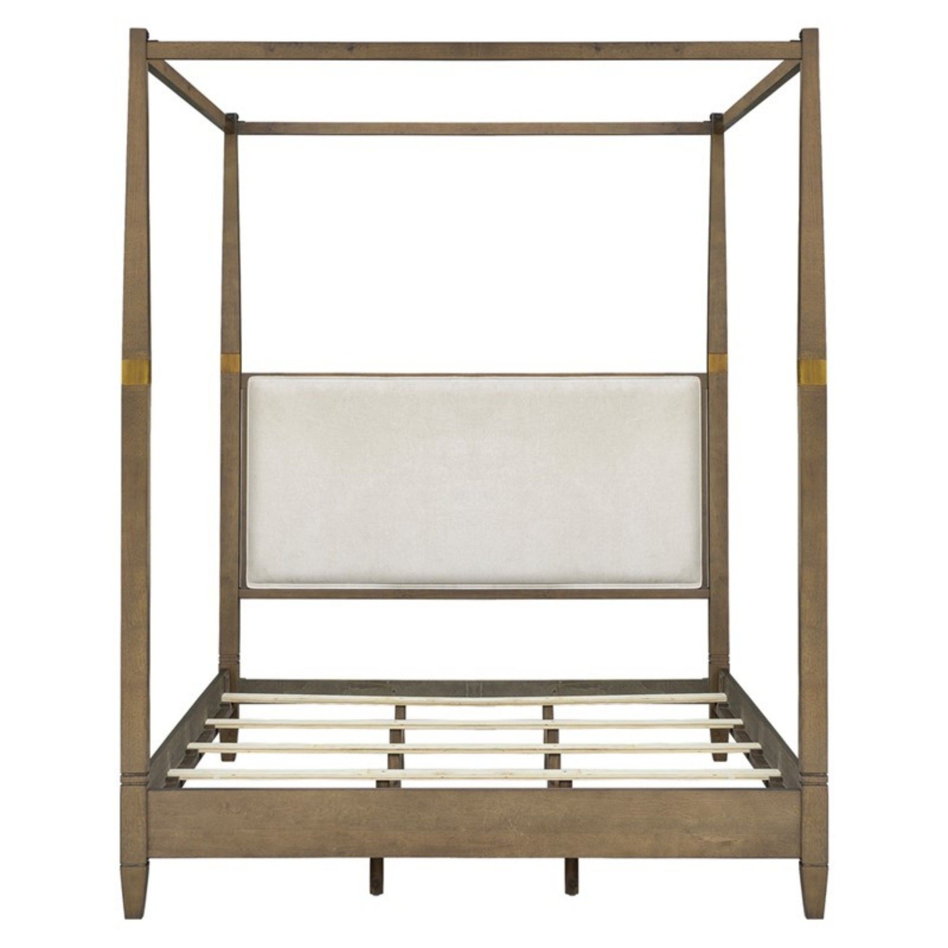 Queen Canopy Bed Frame With Upholstered Headboard - Brown - The Sleep Loft - Online Mattress Showroom NYC