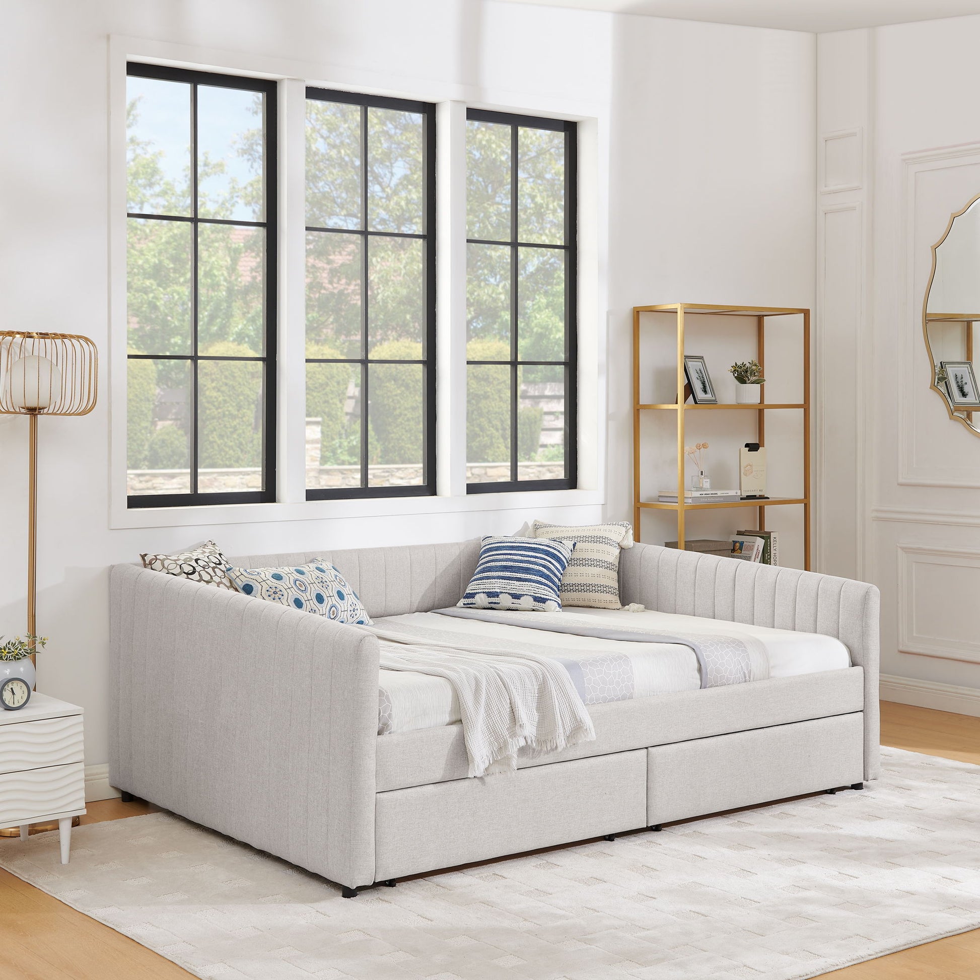 Upholstered Queen Daybed With 2 Drawers - The Sleep Loft - Online Mattress Showroom NYC