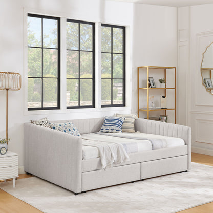 Upholstered Queen Daybed With 2 Drawers - The Sleep Loft - Online Mattress Showroom NYC