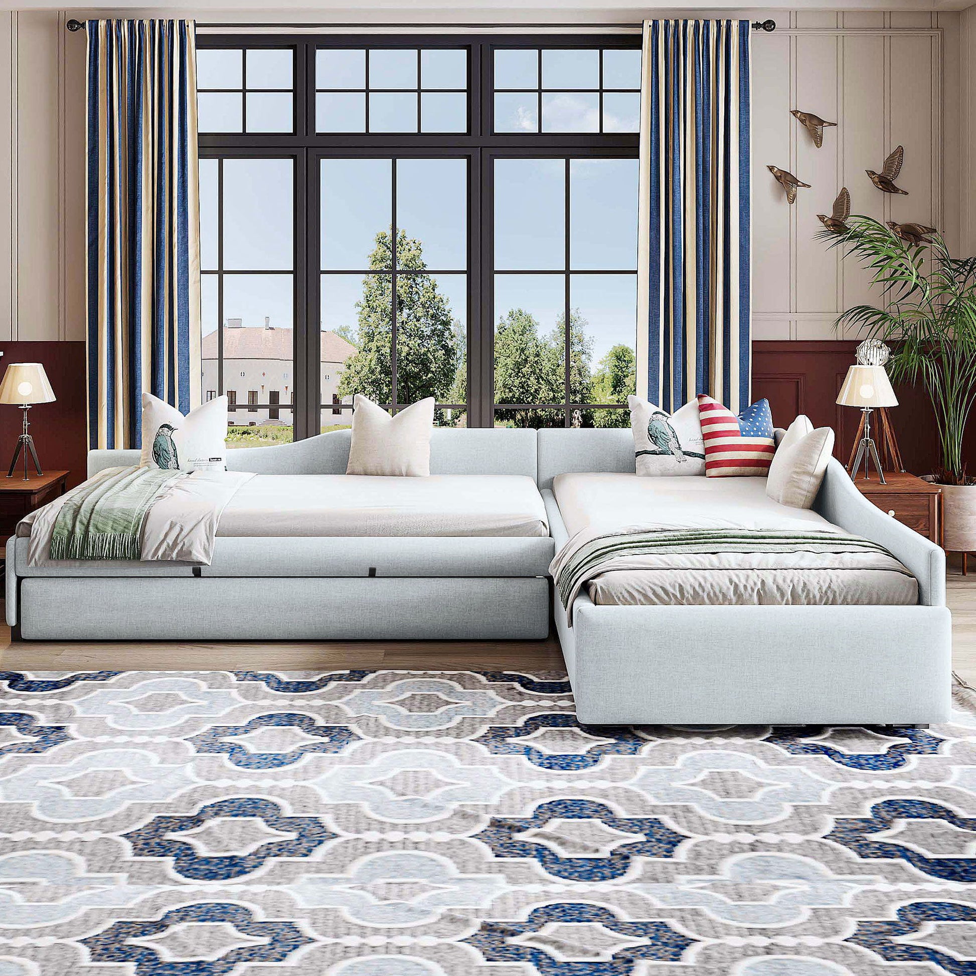 Upholstered Double Daybed With Trundle And Drawer - The Sleep Loft - Online Mattress Showroom NYC