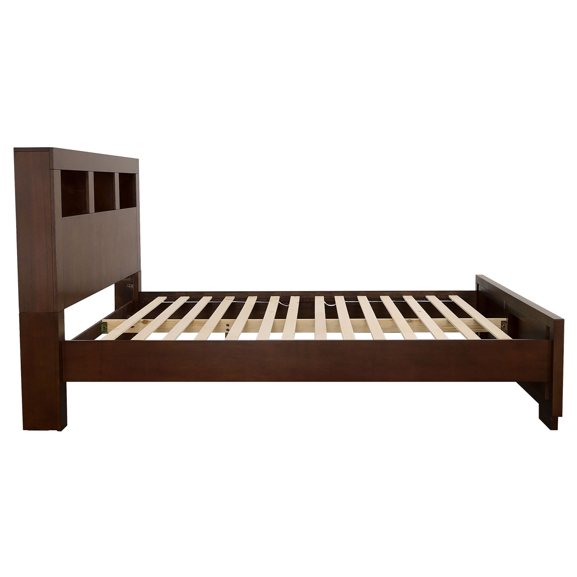 Ardino - California King Bed With Bookcase Headboard - Cappuccino - The Sleep Loft - Online Mattress Showroom NYC