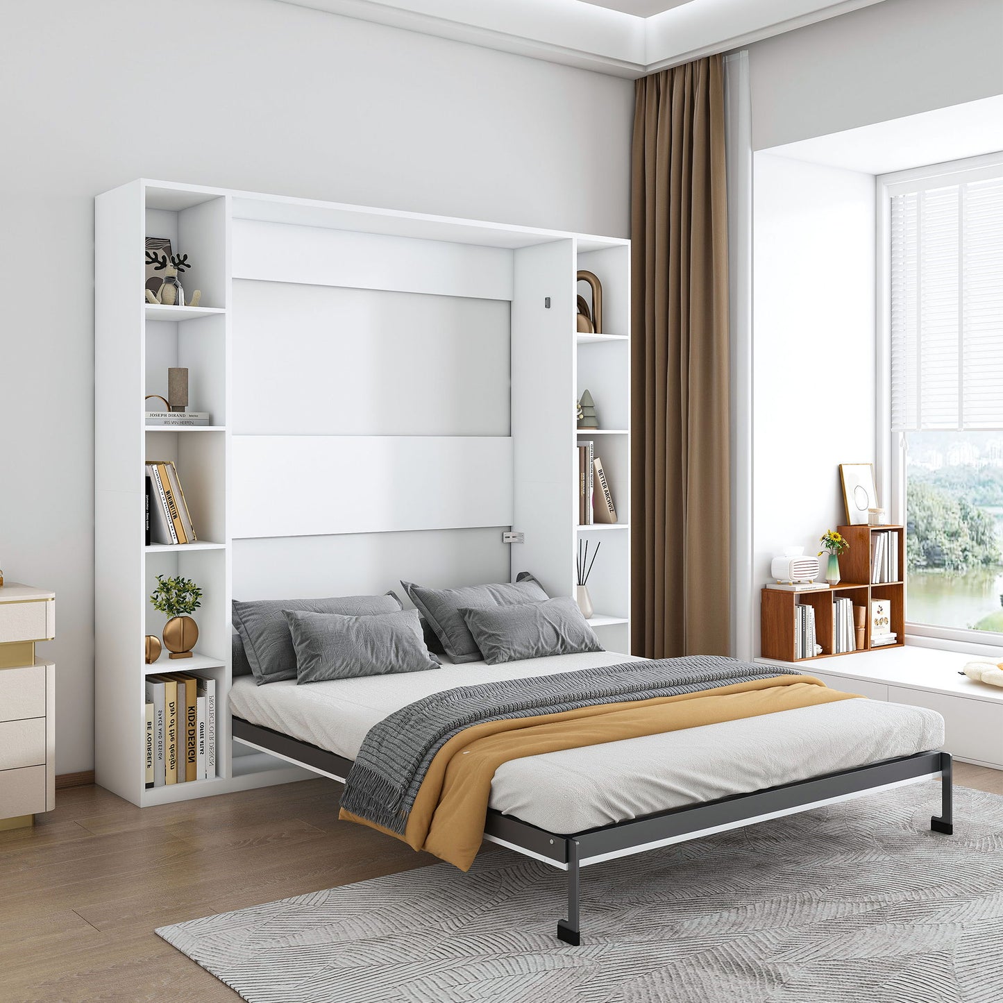 Queen Murphy Bed With Storage Cabinet - White - The Sleep Loft - Online Mattress Showroom NYC