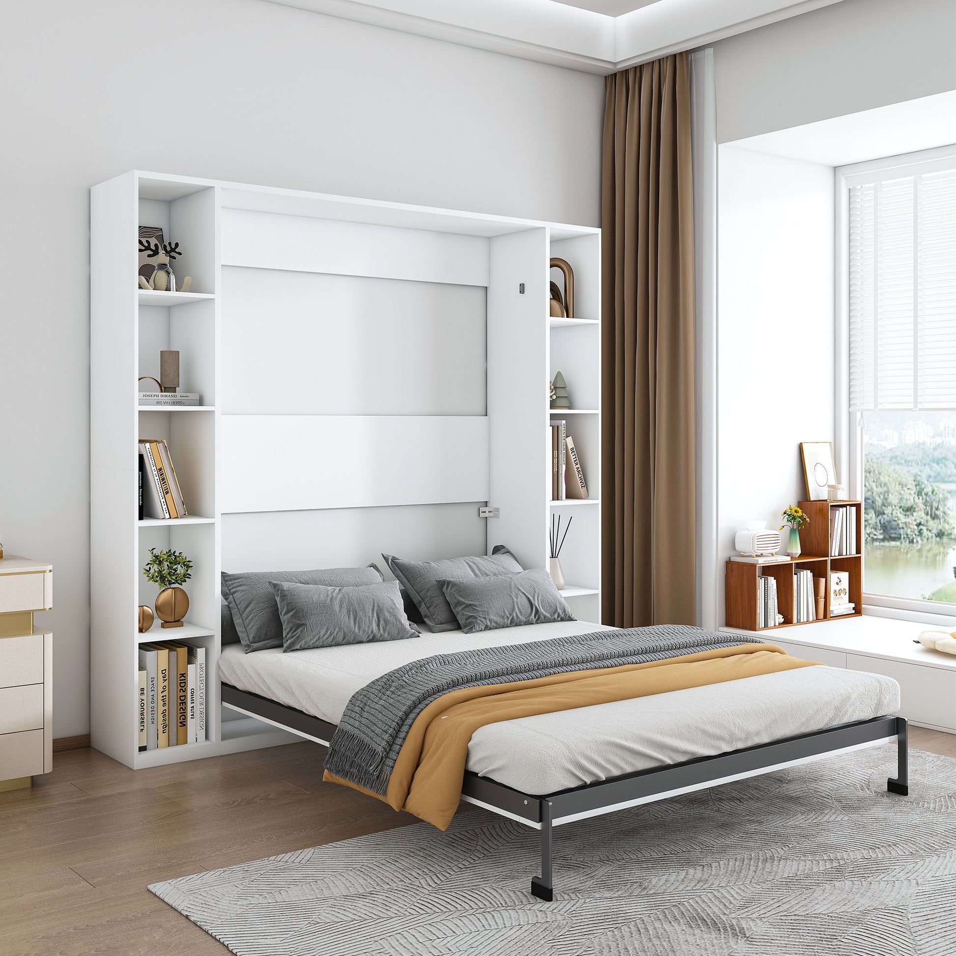 Queen Murphy Bed With Storage Cabinet - White - The Sleep Loft - Online Mattress Showroom NYC