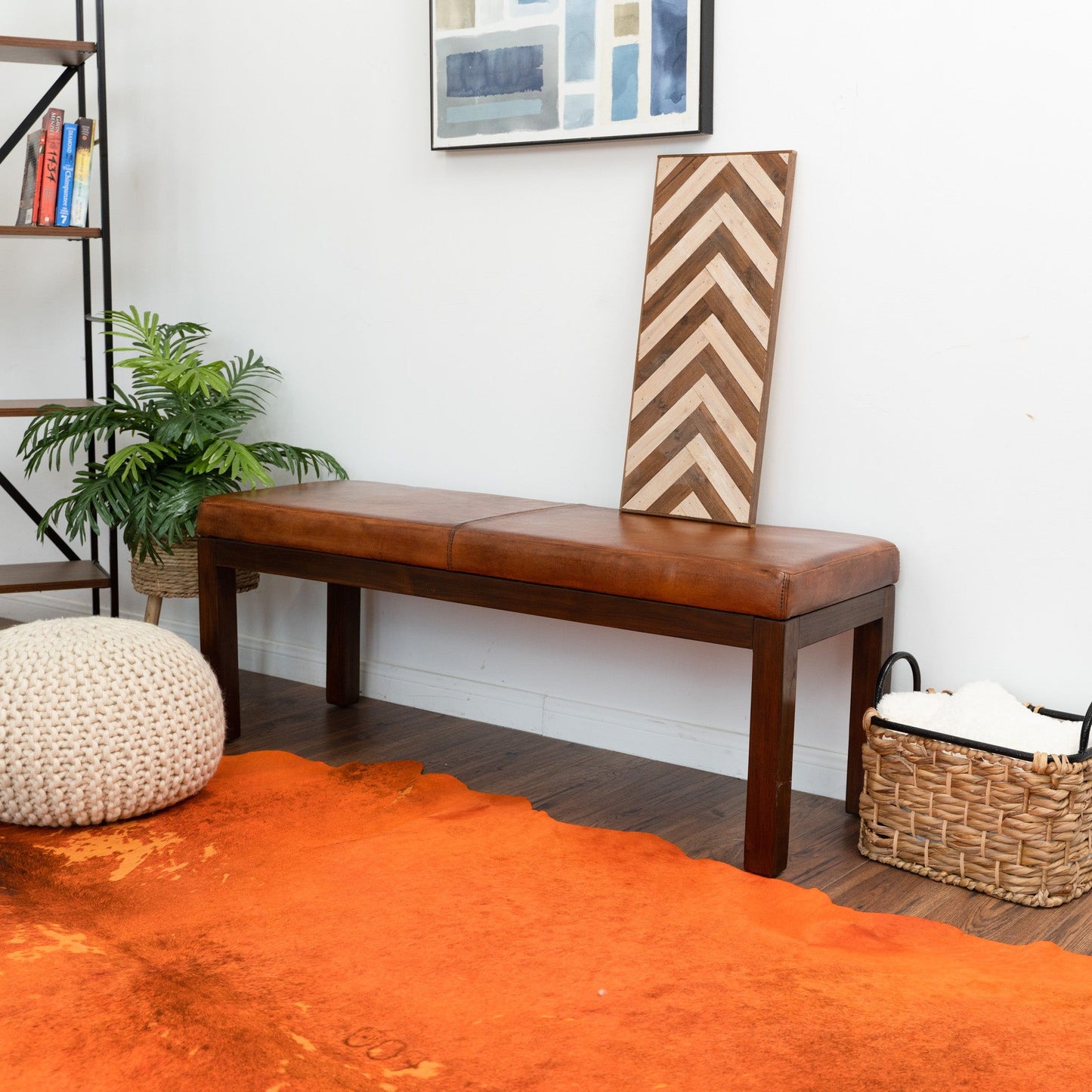 Austin - Bench With Lines - Antique Brown / Brown / Rustic / Tan - The Sleep Loft - Online Mattress Showroom NYC