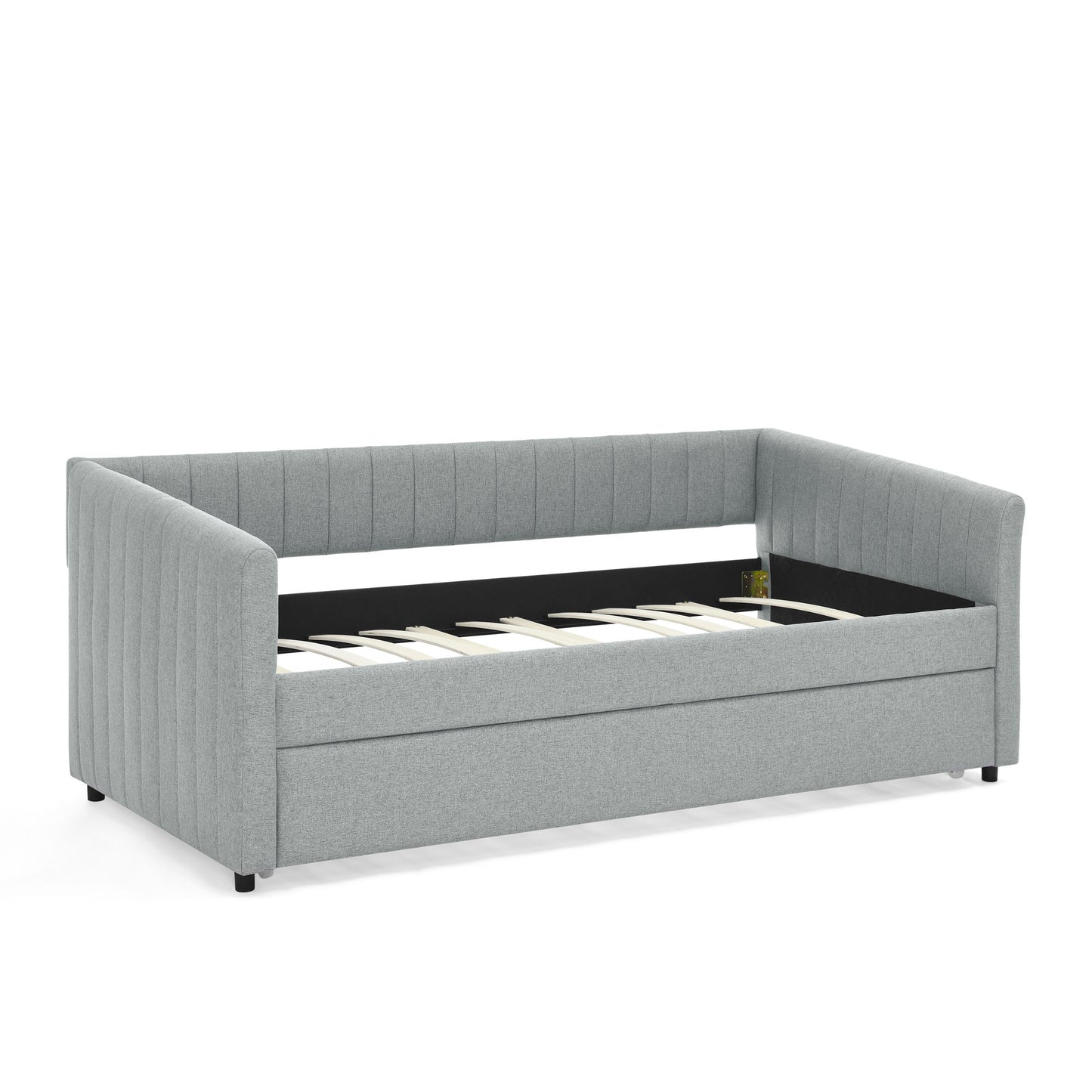 Upholstered Daybed With Trundle With Vertical Stripes - The Sleep Loft - Online Mattress Showroom NYC