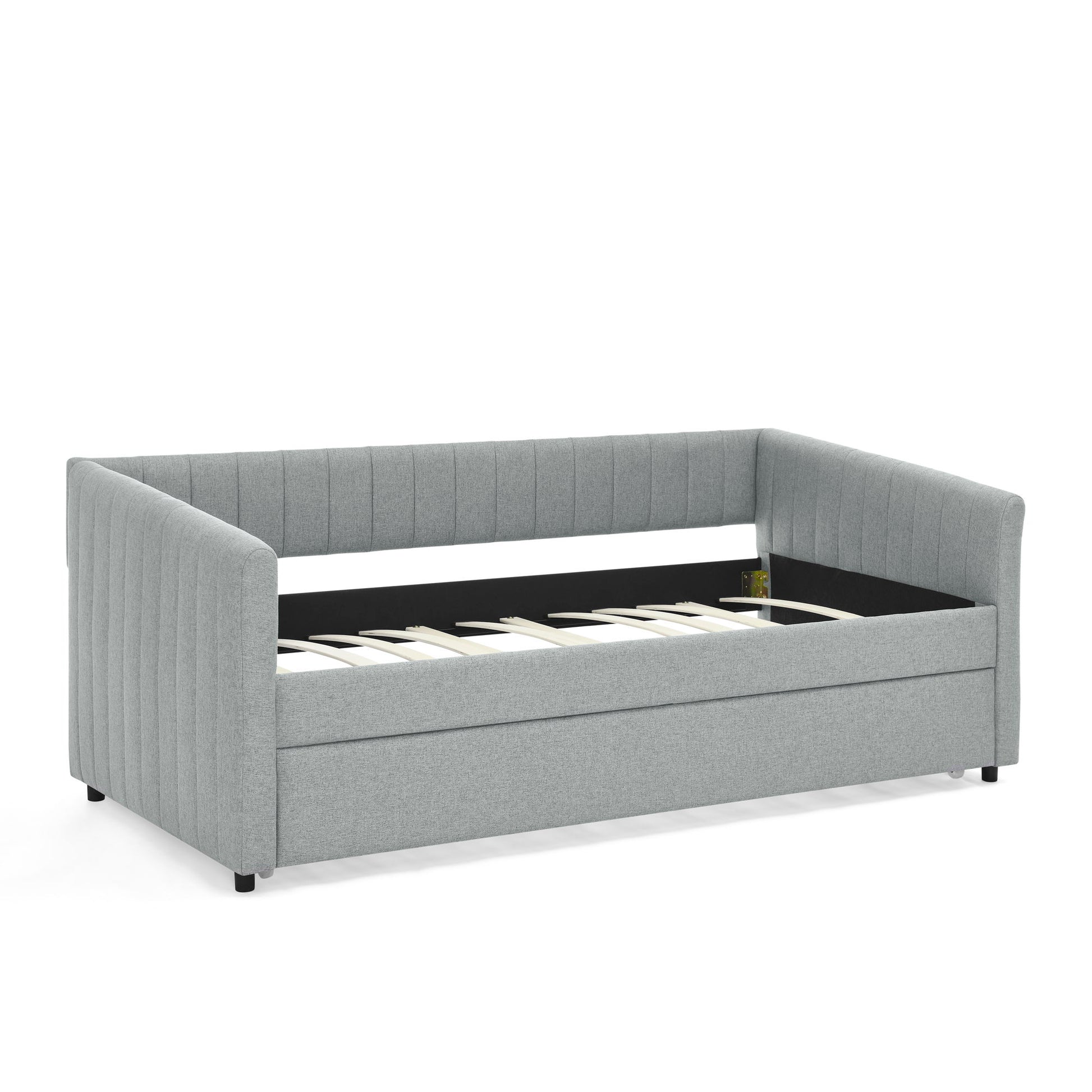 Upholstered Daybed With Trundle With Vertical Stripes - The Sleep Loft - Online Mattress Showroom NYC