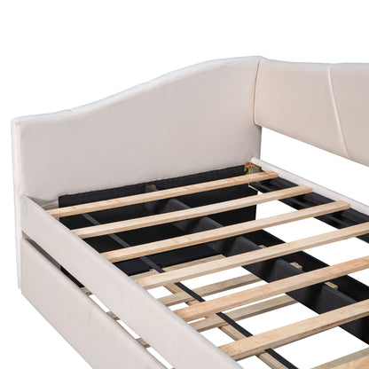 Upholstered Daybed Sofa Bed With Trundle Bed And Wood Slat - The Sleep Loft - Online Mattress Showroom NYC