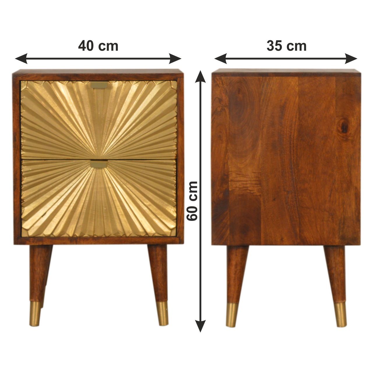 Manila - Nightstand - Brown / Gold - The Sleep Loft - Online Mattress Showroom NYC