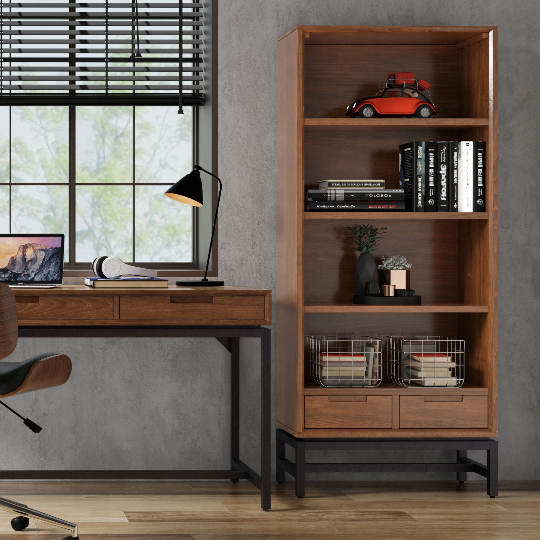 Banting - Mid Century Bookcase, Handcrafted - The Sleep Loft - Online Mattress Showroom NYC