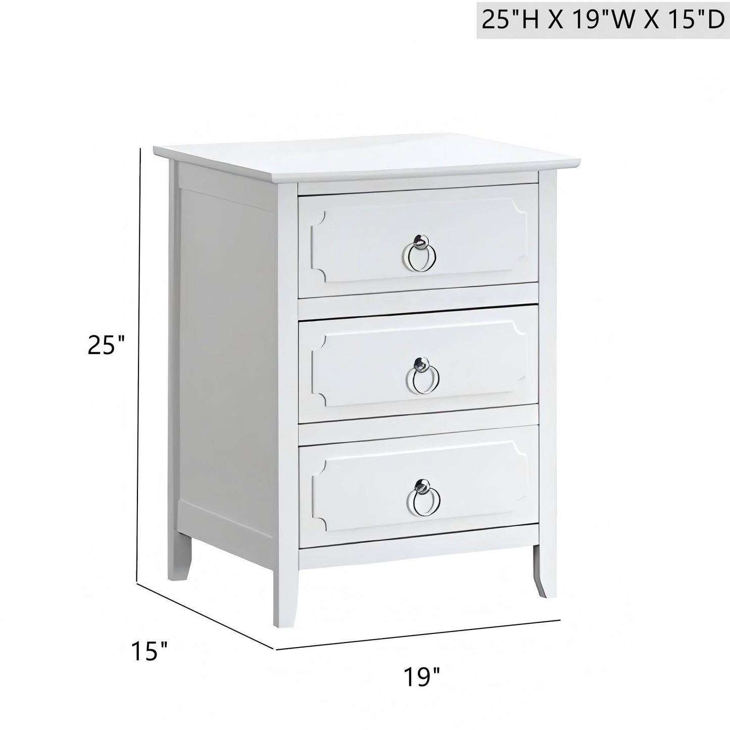 Daniel - 3 Drawer Nightstand - White - The Sleep Loft - Online Mattress Showroom NYC