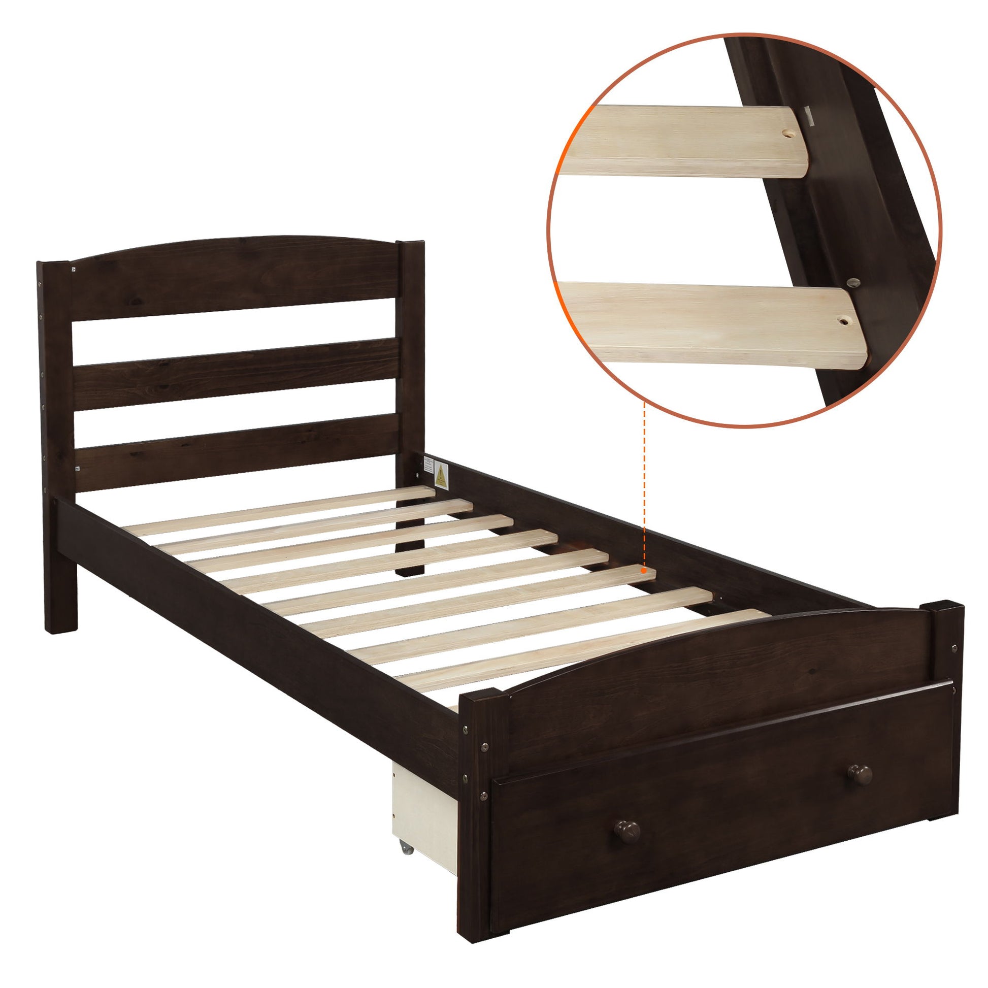 Platform Bed Frame With Storage Drawer And Wood Slat Support No Box Spring Needed - The Sleep Loft - Online Mattress Showroom NYC