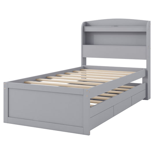 Platform Bed With LED Headboard, Charging Station, Trundle And 2 Drawers - The Sleep Loft - Online Mattress Showroom NYC