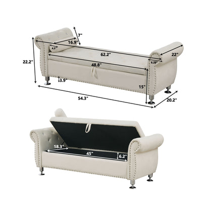 Storage Bench With Crystal Buttons And 1 Pillow For Bedroom - The Sleep Loft - Online Mattress Showroom NYC