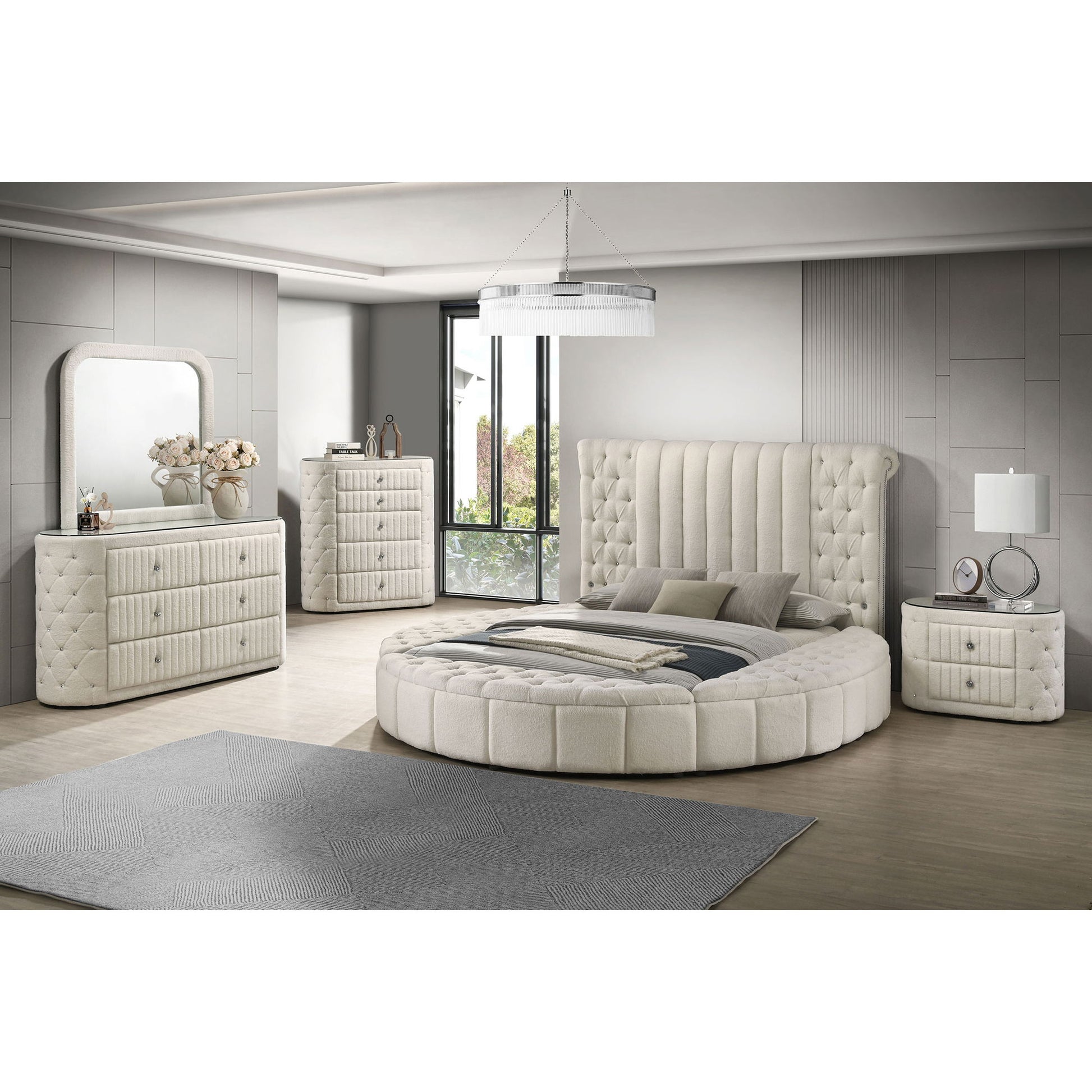 Santiago - Upholstered Round Storage Bed With Built In Charging Ports - The Sleep Loft - Online Mattress Showroom NYC