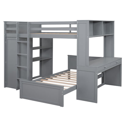 Loft Bed With A Twin Size Standalone Bed, Shelves, Desk, And Wardrobe - The Sleep Loft - Online Mattress Showroom NYC