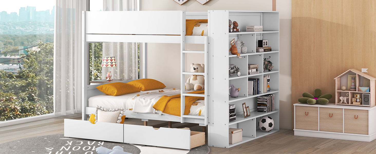 Bunk Bed With 2 Drawers And Multi Layer Cabinet - The Sleep Loft - Online Mattress Showroom NYC