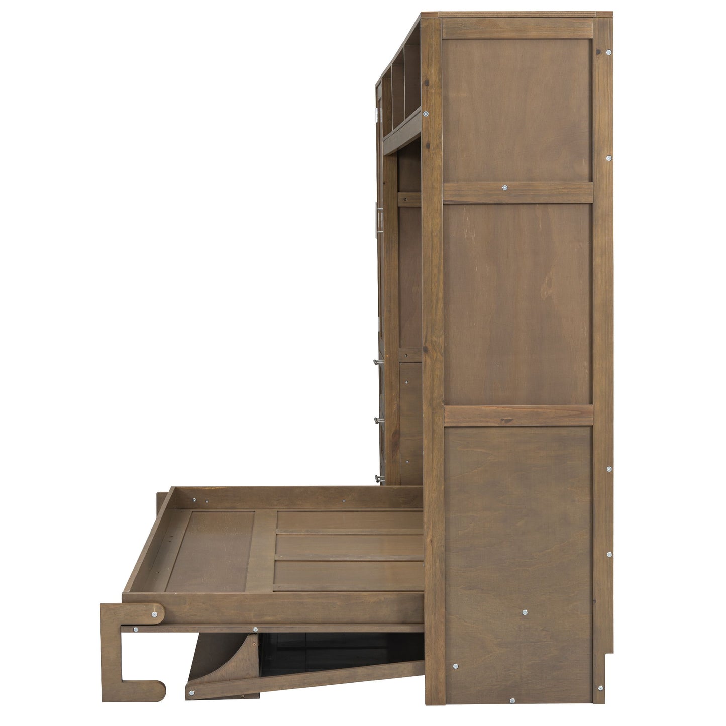 Full Size Murphy Bed With Wardrobe, Drawers, And Open Shelves - Wood - The Sleep Loft - Online Mattress Showroom NYC