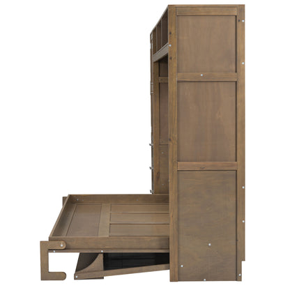 Full Size Murphy Bed With Wardrobe, Drawers, And Open Shelves - Wood - The Sleep Loft - Online Mattress Showroom NYC