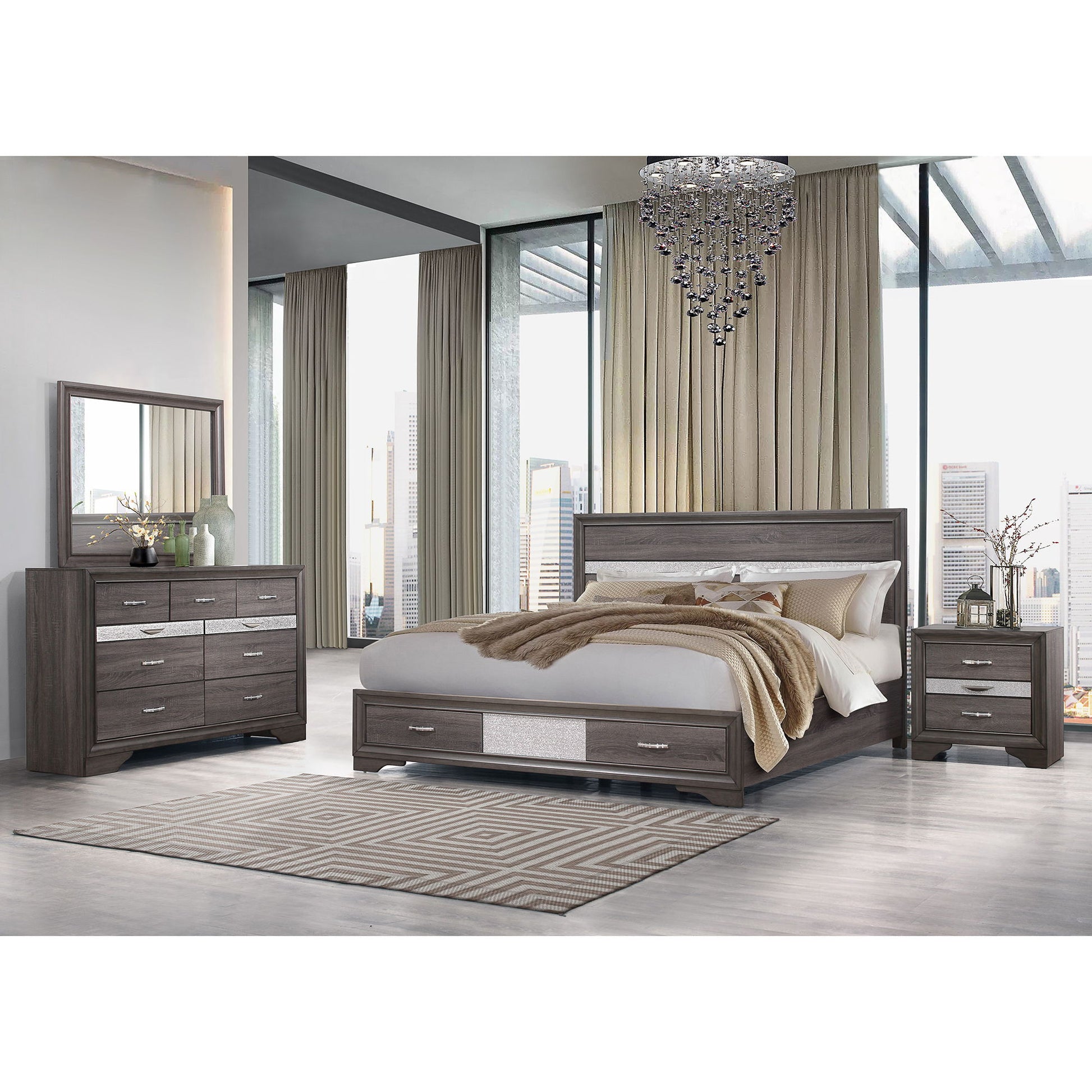 Ryder - Sparkle Nightstand - Gray - The Sleep Loft - Online Mattress Showroom NYC