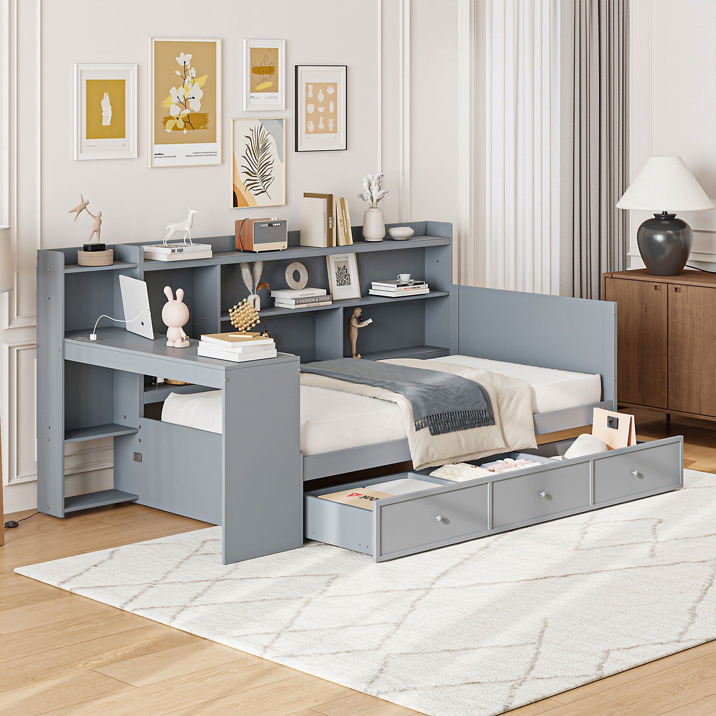 Daybed With 3 Drawers USB Ports And Desk - The Sleep Loft - Online Mattress Showroom NYC