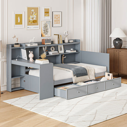 Daybed With 3 Drawers USB Ports And Desk - The Sleep Loft - Online Mattress Showroom NYC