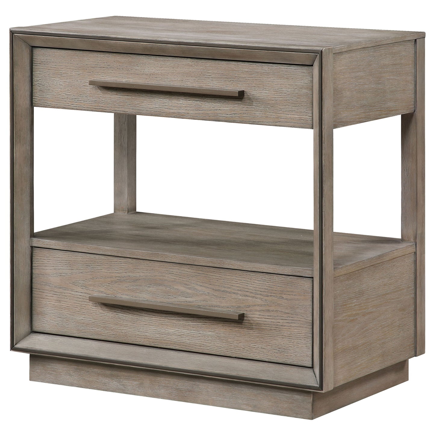 Prescott - 2 Drawers Nightstand With Open Shelf - Taupe - The Sleep Loft - Online Mattress Showroom NYC