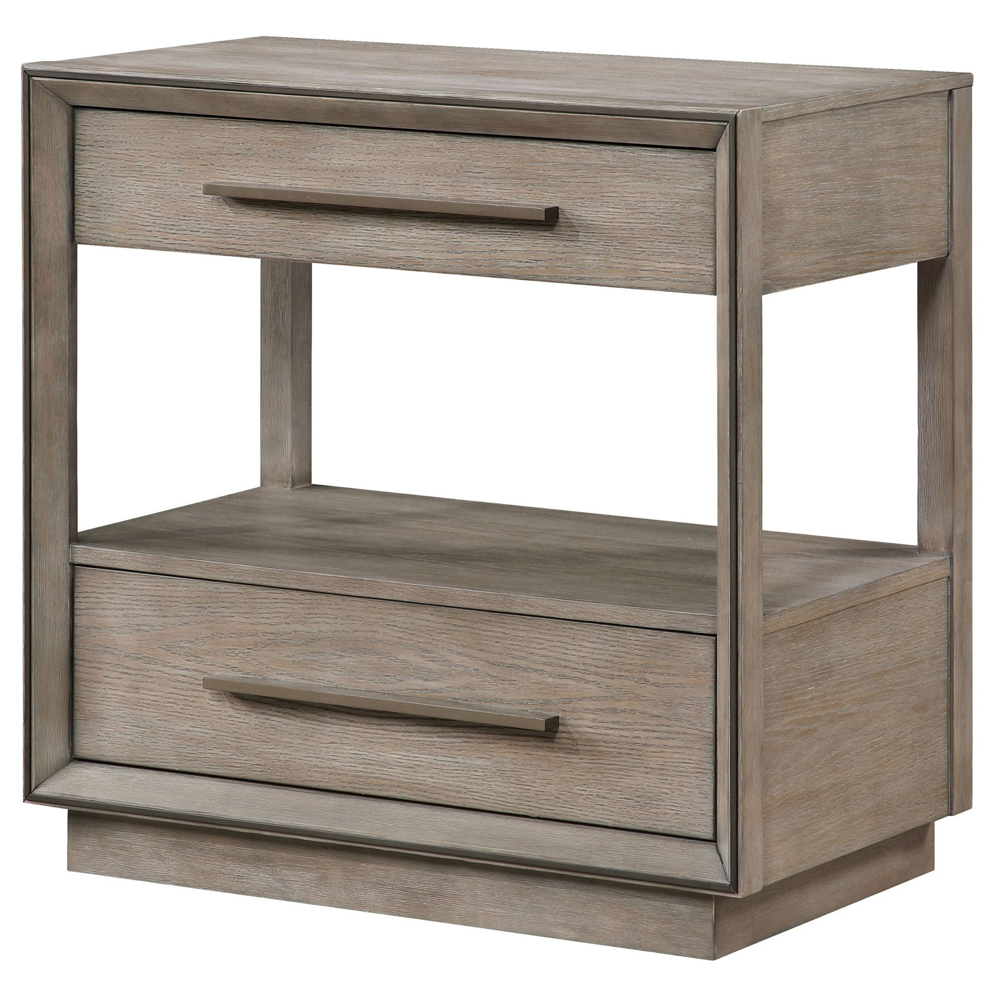 Prescott - 2 Drawers Nightstand With Open Shelf - Taupe - The Sleep Loft - Online Mattress Showroom NYC