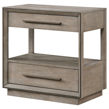 Prescott - 2 Drawers Nightstand With Open Shelf - Taupe - The Sleep Loft - Online Mattress Showroom NYC