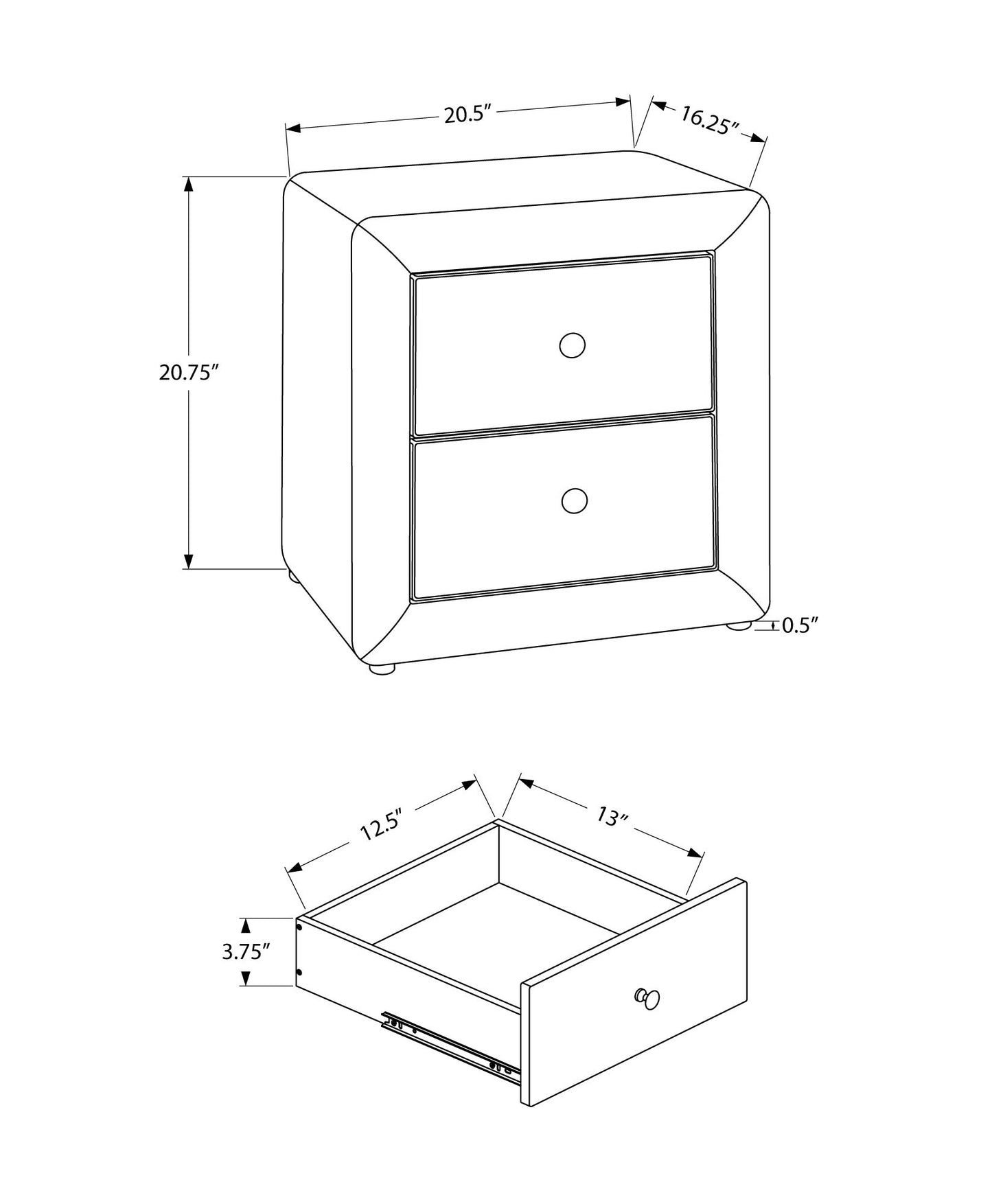 Nightstand, Storage Drawer Versatile Use, Upholstered, Transitional - The Sleep Loft - Online Mattress Showroom NYC