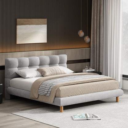 Upholstered Platform Bed Frame With Cookie Shaped Headboard - The Sleep Loft - Online Mattress Showroom NYC
