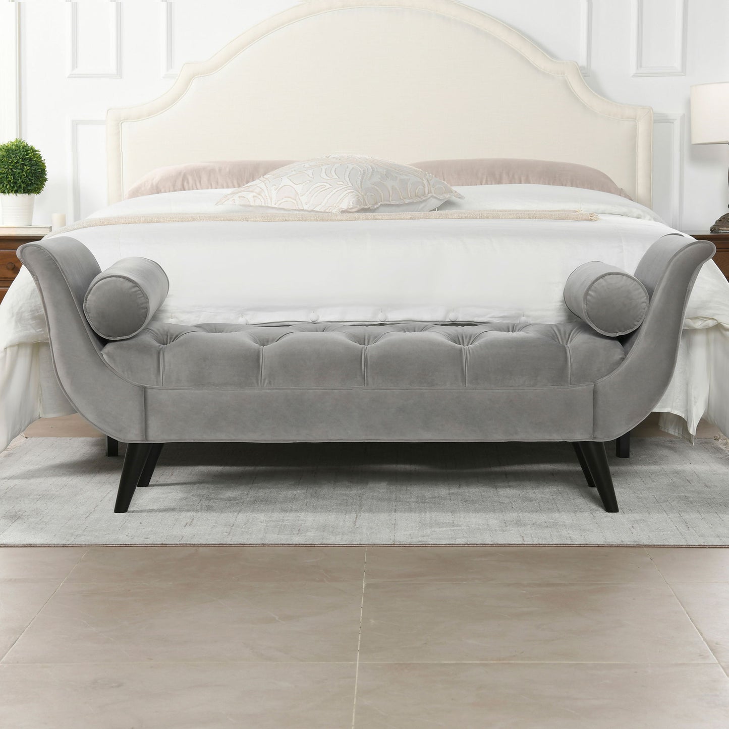 Alma - Tufted Flared Arm Entryway Bench - The Sleep Loft - Online Mattress Showroom NYC