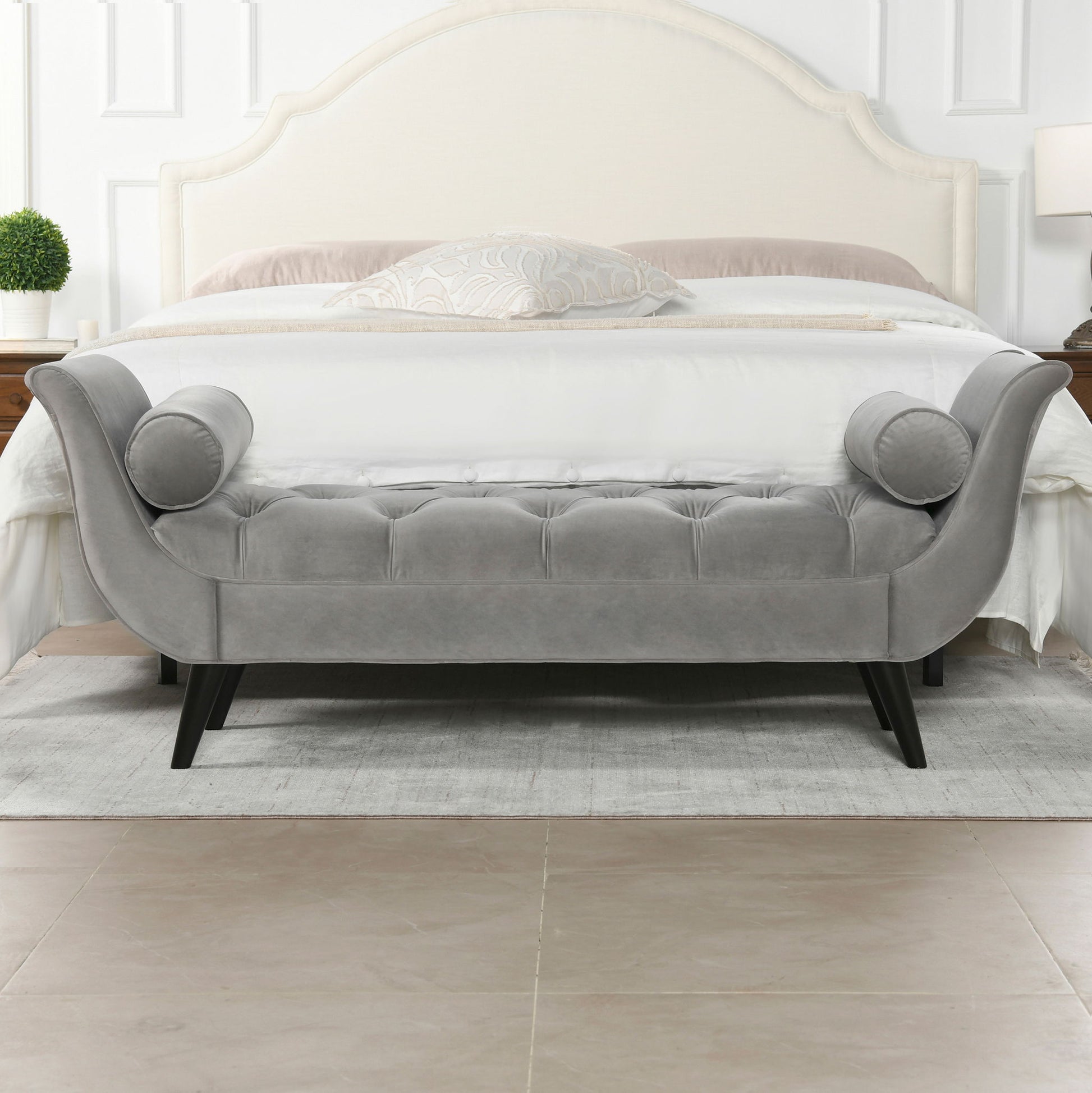Alma - Tufted Flared Arm Entryway Bench - The Sleep Loft - Online Mattress Showroom NYC