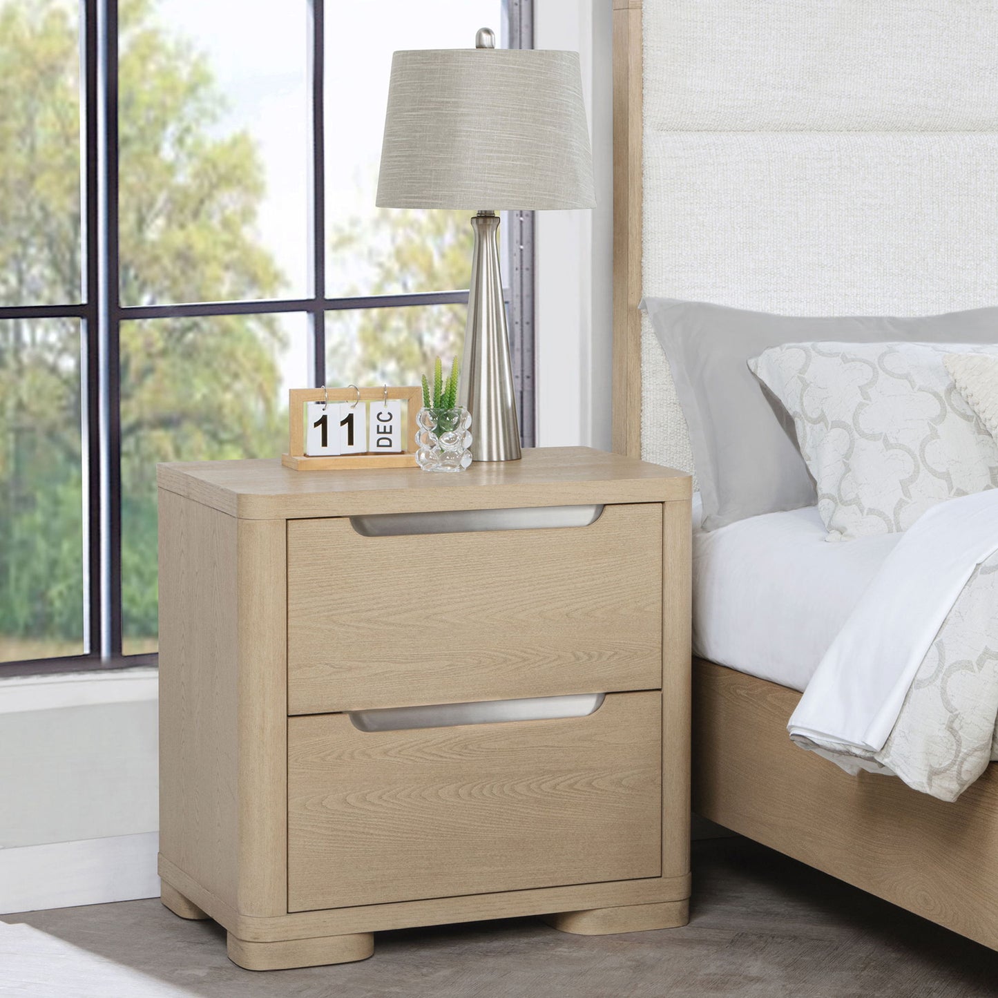 Mirador - 2 Drawer Nightstand Bedside Table - Natural - The Sleep Loft - Online Mattress Showroom NYC