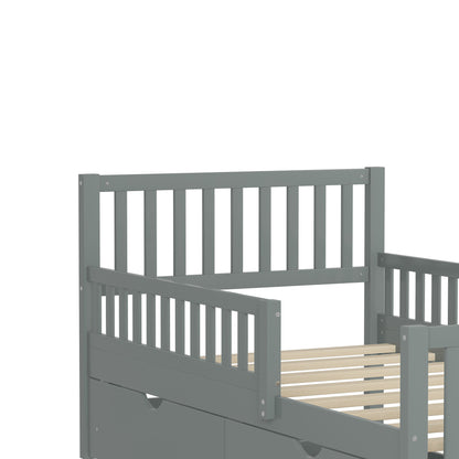 Platform Bed With Guardrails On Both Sides And 2 Storage Drawers - The Sleep Loft - Online Mattress Showroom NYC