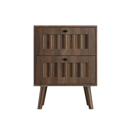 Double Drawer Bedside Table (Set of 2) - Walnut - The Sleep Loft - Online Mattress Showroom NYC