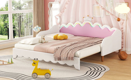 Extending Daybed With LED Lights, Modern Upholstered Princess Daybed With Crown Headboard - The Sleep Loft - Online Mattress Showroom NYC