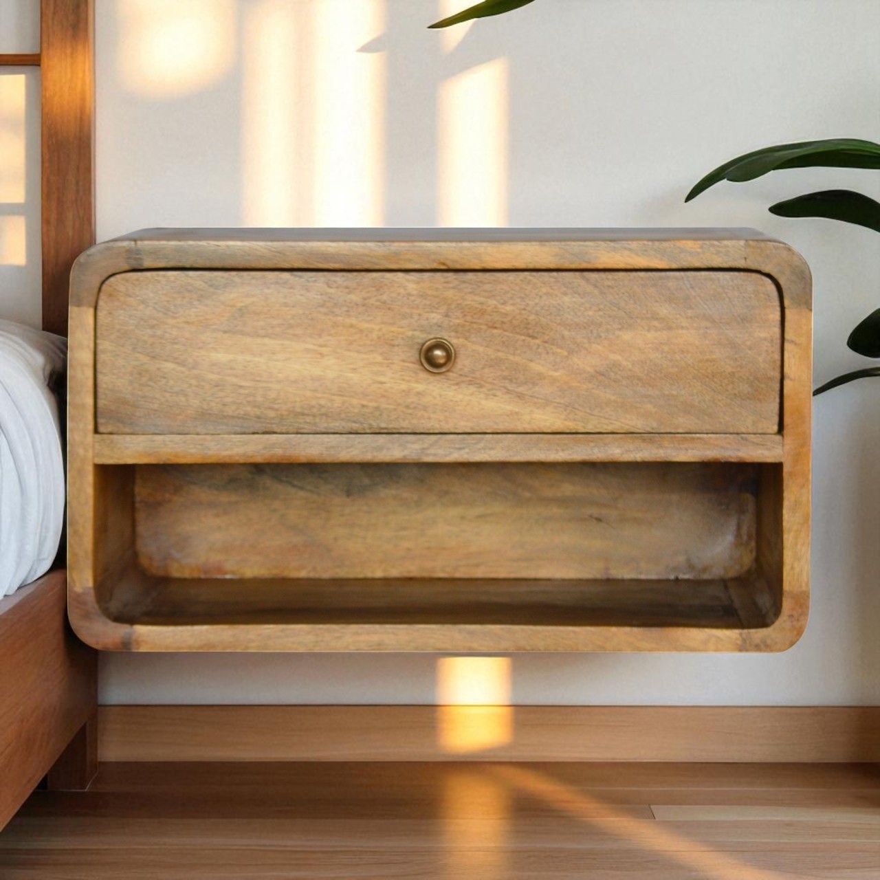 Curve Upper Slot Floating Nightstand - The Sleep Loft - Online Mattress Showroom NYC