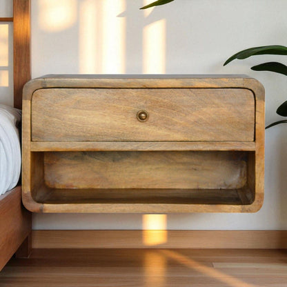 Curve Upper Slot Floating Nightstand - The Sleep Loft - Online Mattress Showroom NYC