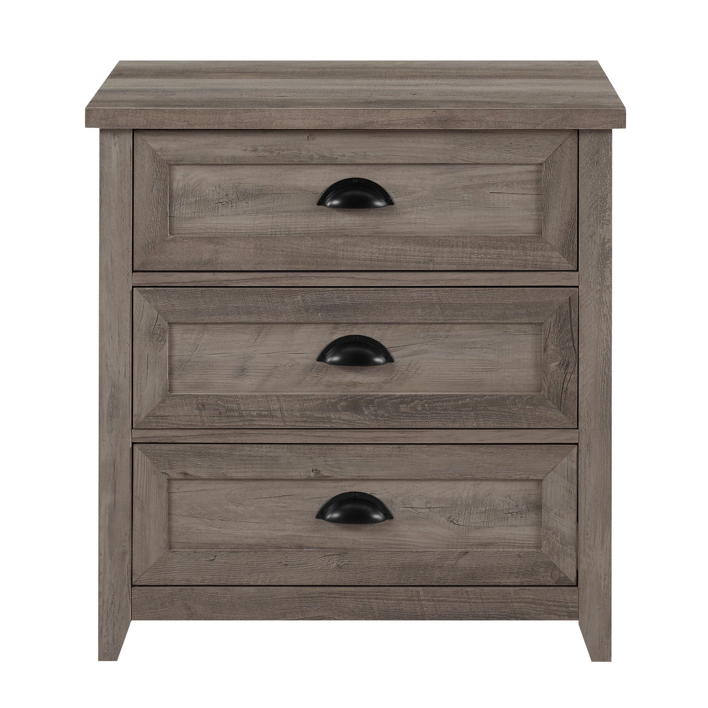 Transitional Farmhouse Framed 3 Drawer Nighstand With Cup Handles - The Sleep Loft - Online Mattress Showroom NYC