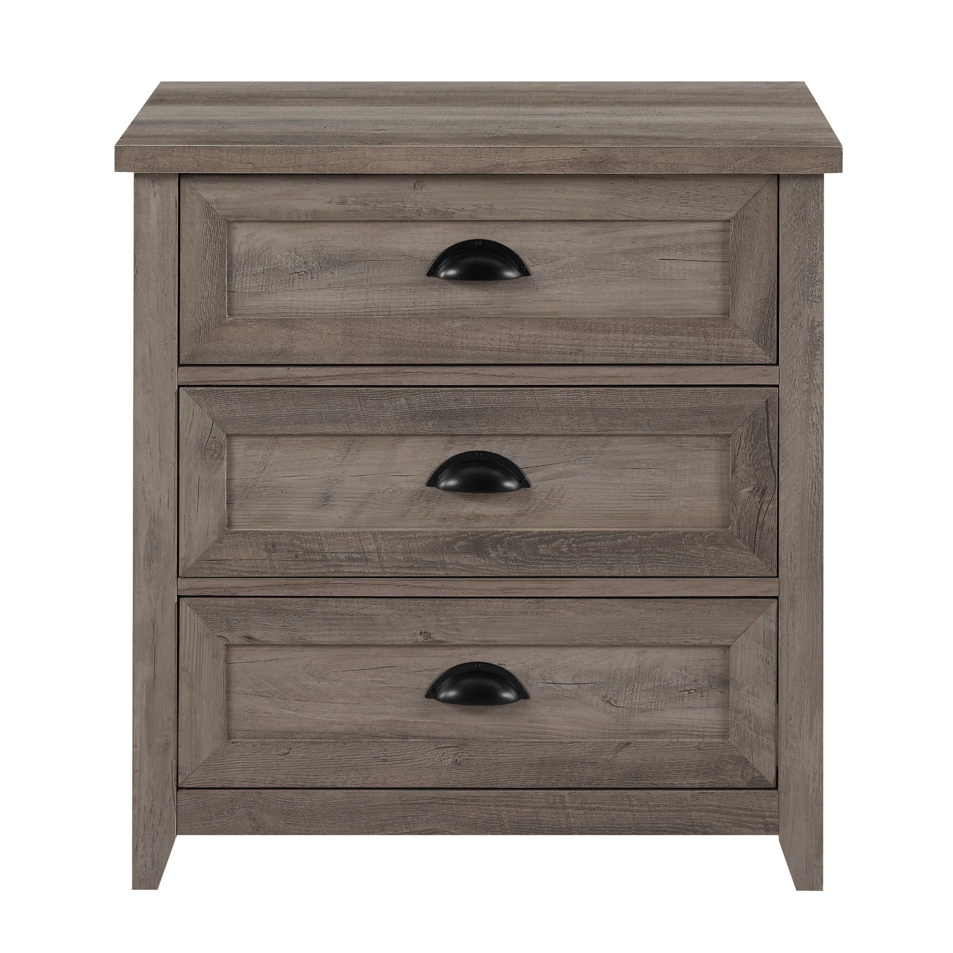 Transitional Farmhouse Framed 3 Drawer Nighstand With Cup Handles - The Sleep Loft - Online Mattress Showroom NYC