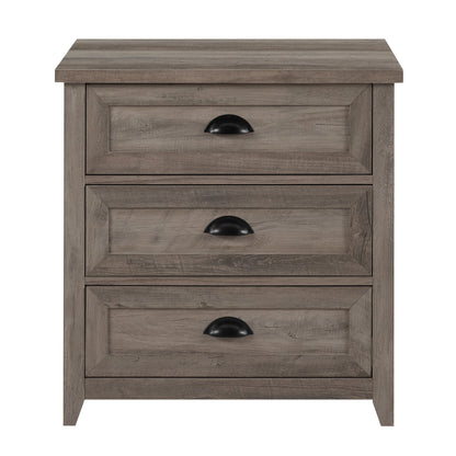 Transitional Farmhouse Framed 3 Drawer Nighstand With Cup Handles - The Sleep Loft - Online Mattress Showroom NYC