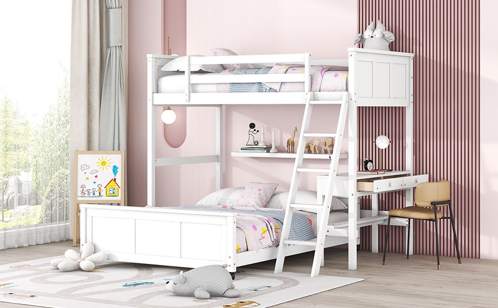 Full Over Full Bunk Bed With Desk - The Sleep Loft - Online Mattress Showroom NYC