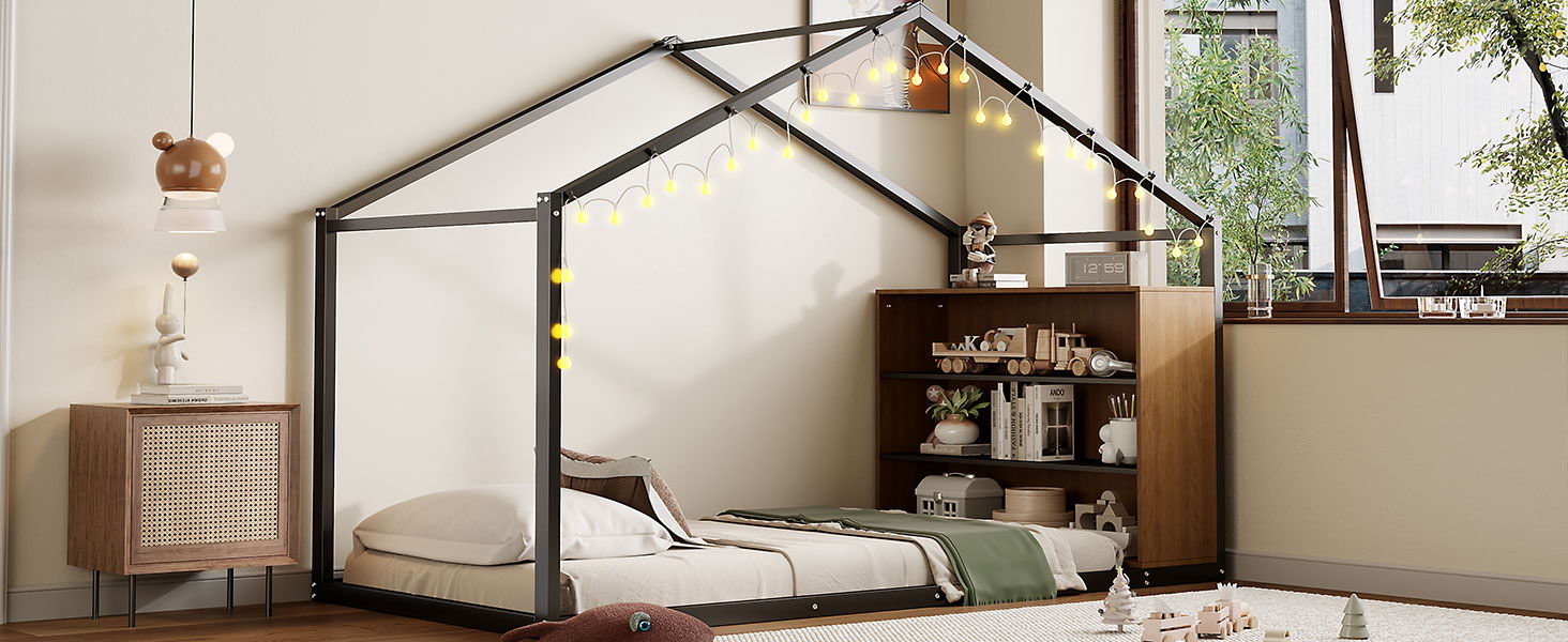 Bed House Frame With Shelves And Lights - The Sleep Loft - Online Mattress Showroom NYC