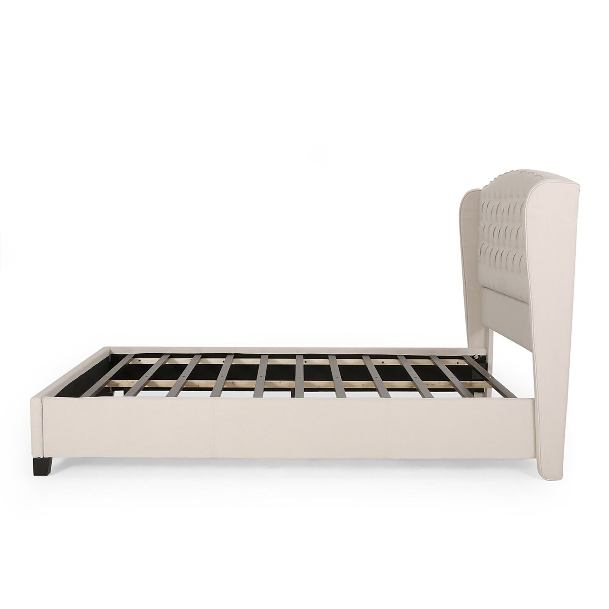 Twilight Fully Upholstered Fabric Wingback Queen Bed - Ivory - The Sleep Loft - Online Mattress Showroom NYC