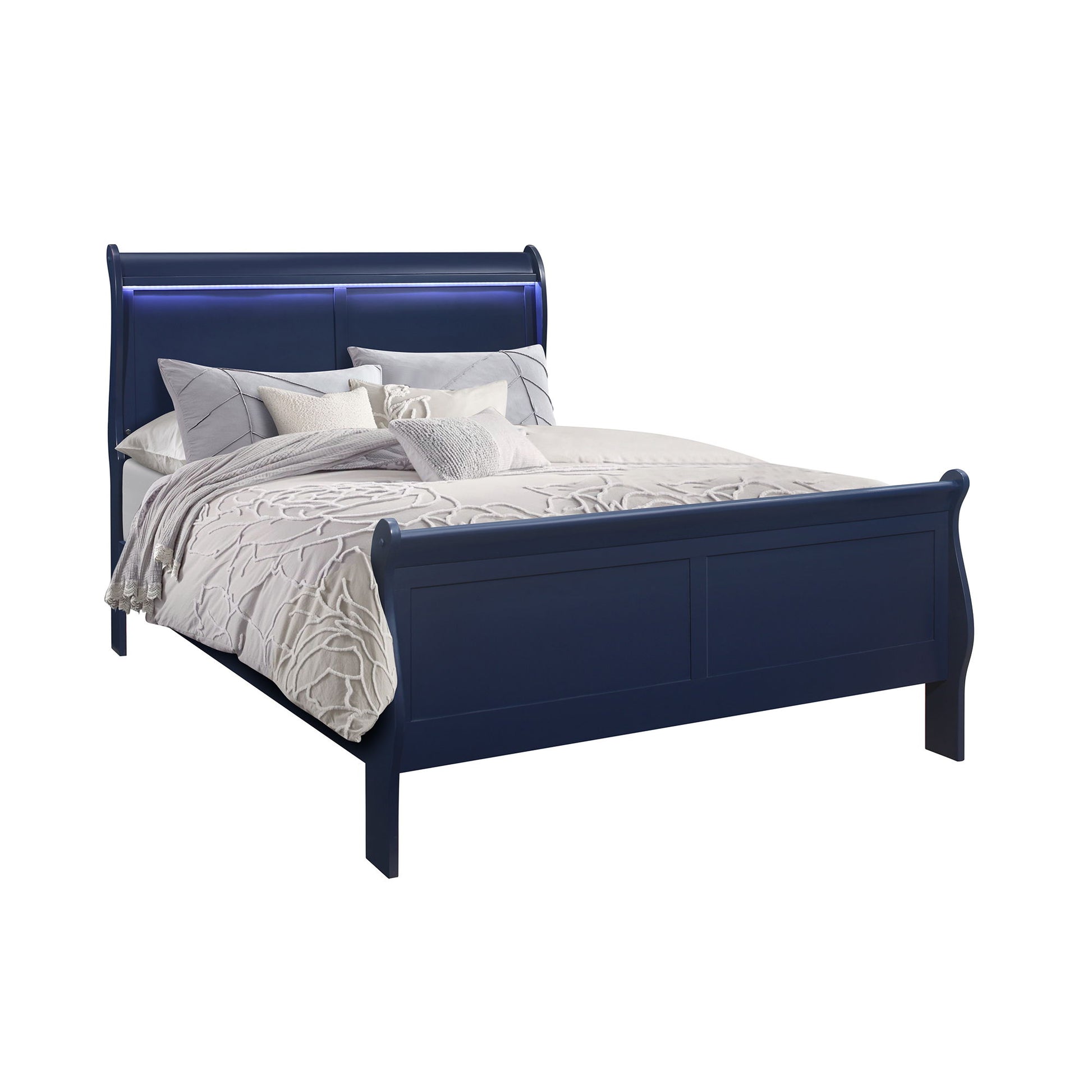 Charlston - Modern Sleigh Design Bed With LED - The Sleep Loft - Online Mattress Showroom NYC